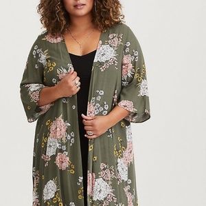 Torrid Olive Floral Kimono